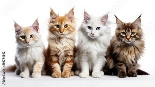 group of kittens isolated