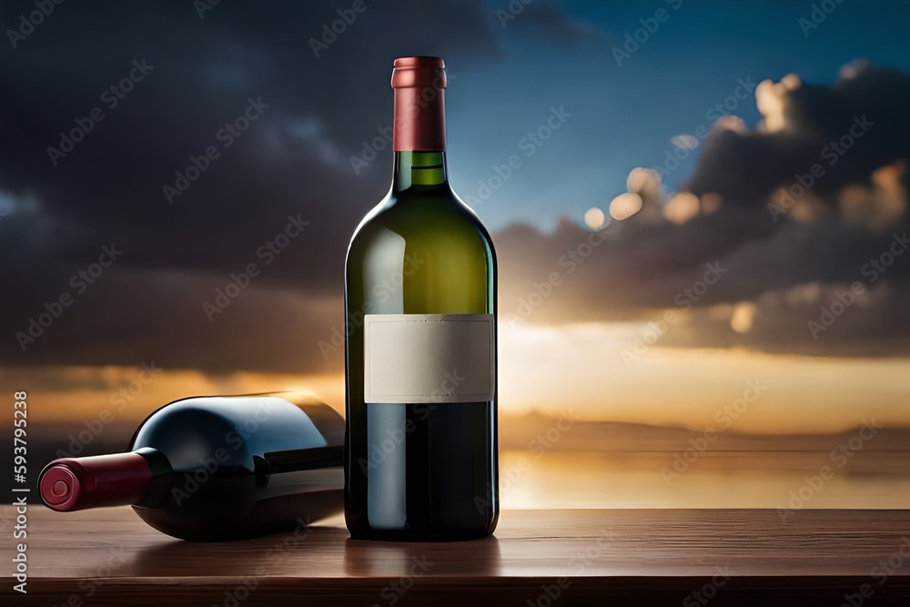Red wine bottles on the table - generativa IA