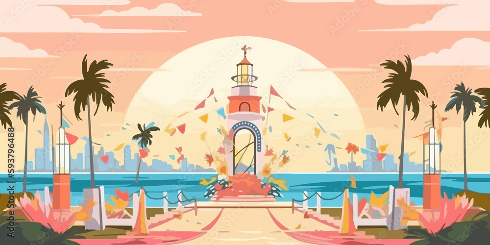 Obraz premium Hand drawn flat illustration of a Corpus Christi, concept background