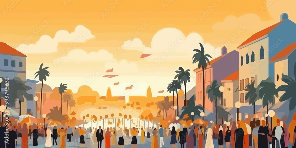 Obraz premium Hand drawn flat illustration of a Corpus Christi, concept background