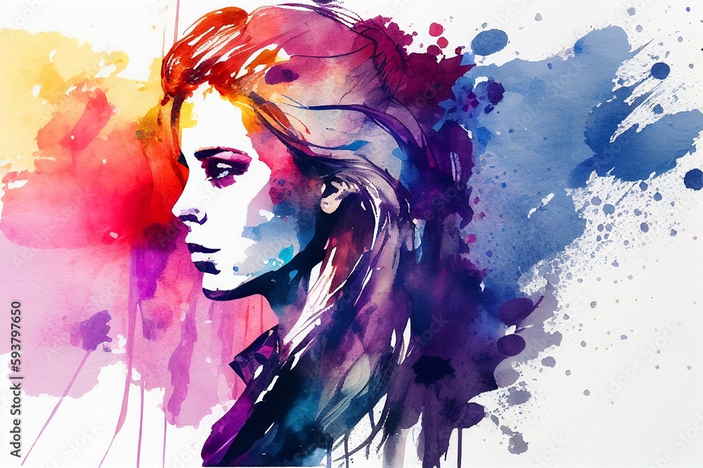Fototapeta premium Watercolor painting for Womens Day Business Design abstract background,Generative AI
