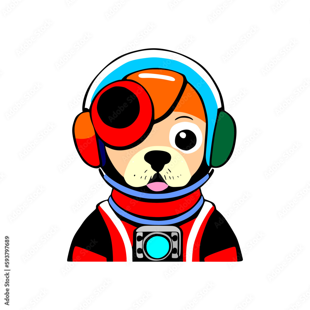 dog illustration with astronaut character dog illustration with astronaut character