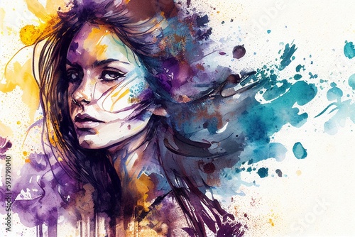 Watercolor painting for Womens Day abstract background Generative AI