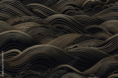 Japanese wavy pattern rough texture embossed, abstract background or wallpaper. AI generated, human enhanced