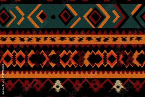 Beautiful navajo blanket aztec southwestern pattern rough texture  abstract background or wallpaper. AI generated
