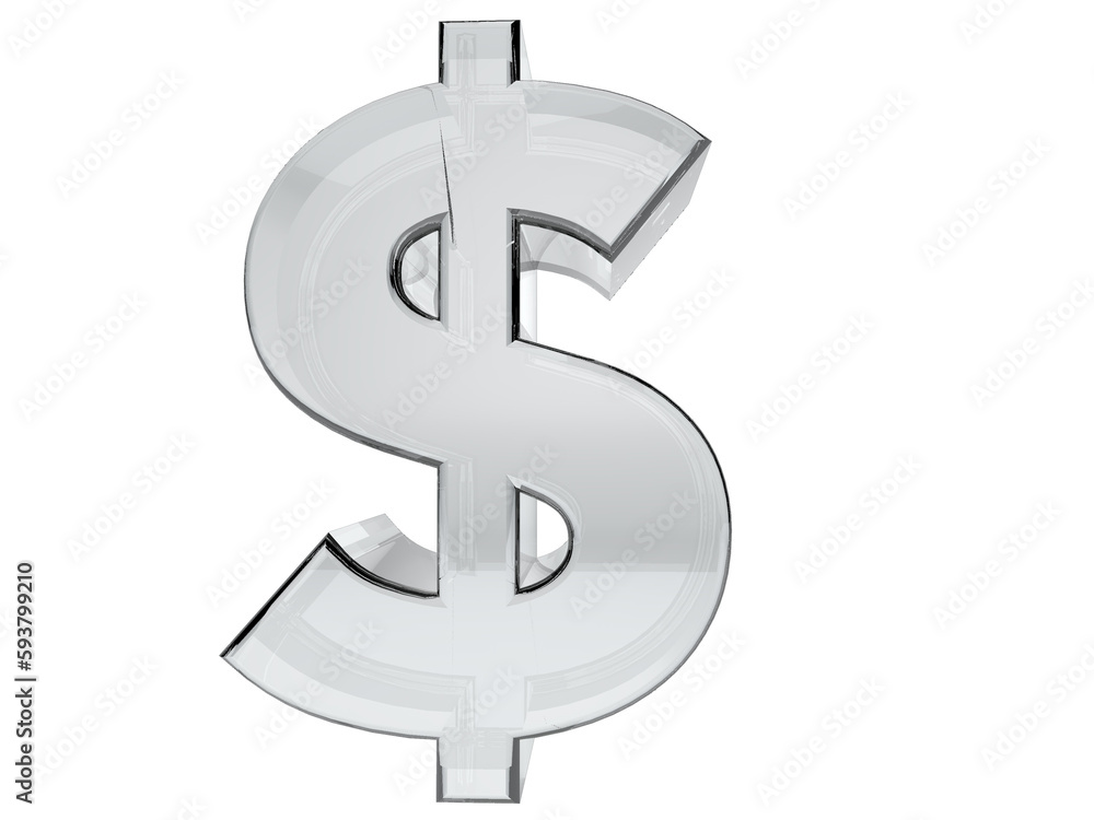 Obraz premium Character dollar sign transparent glass. Background transparent in png.