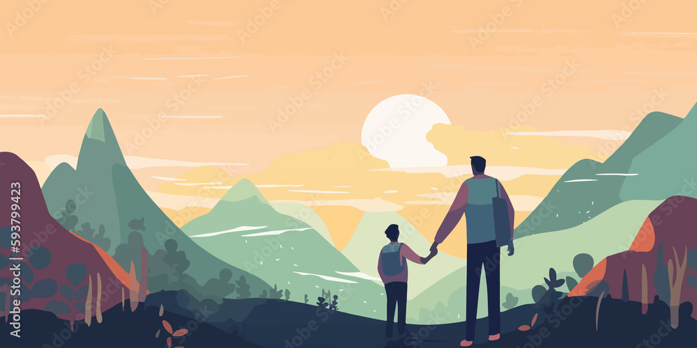 Fototapeta premium Father's Day background in hand drawn style