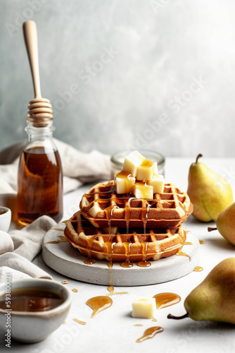 Waffle and honey