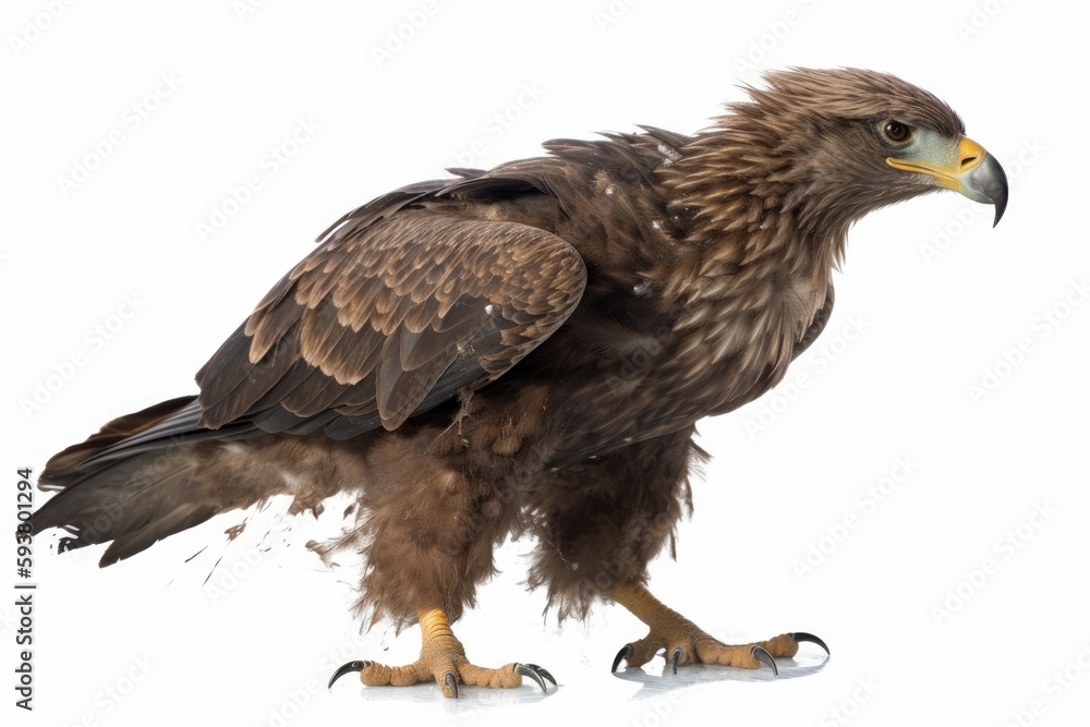 Obraz premium Brown and Black Bird on a White Backgroun. Generative AI