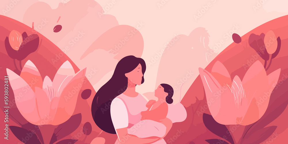 Creative flat depiction of Mother's Day scene
