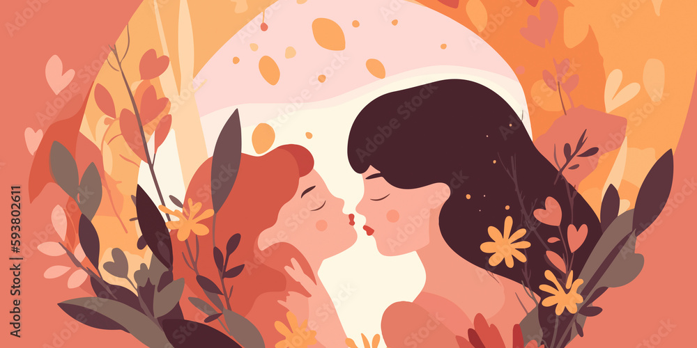 Artistic flat illustration for Mother's Day celebration Artistic flat illustration for Mother's Day celebration