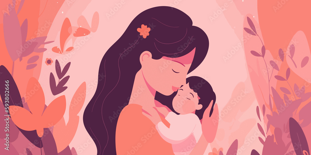 Flat illustration capturing the spirit of Mother's Day Flat illustration capturing the spirit of Mother's Day