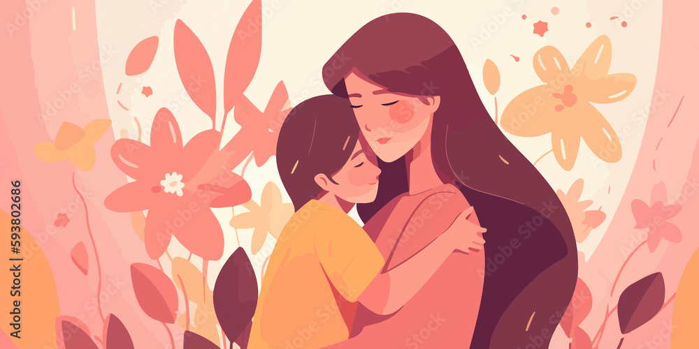Mother's Day background in hand drawn style