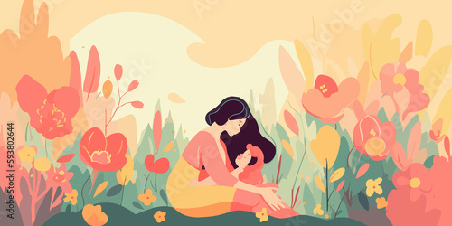 Flat illustration capturing the spirit of Mother's Day