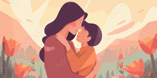 Flat illustration capturing the spirit of Mother s Day