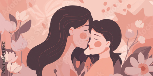 Flat illustration capturing the spirit of Mother's Day