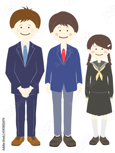 高校と中学校の入学式の家族