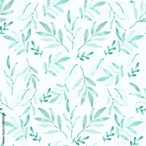 seamless pattern with watercolor leaves