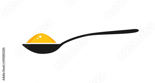 Spoon with sugar salt icon. Teaspoon side view powder for tea or coffee