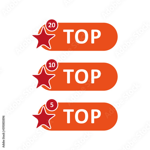 Rating scale top set. Customer evaluation. Star icon. Vector illustration.