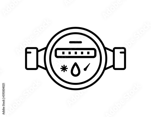 Water meter icon vector consuption water use. Gas meter valve flat line icon.