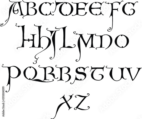 From the Bible. 13th Century alphabets - ABC letters