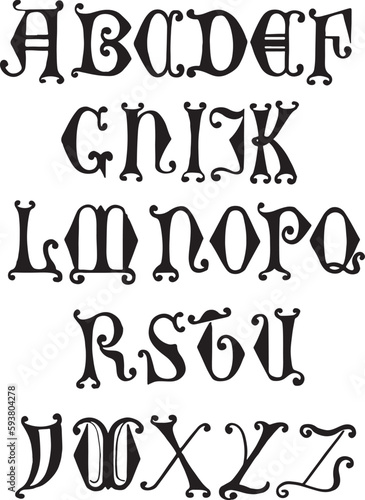 12th Century. British Museum alphabets - ABC letters