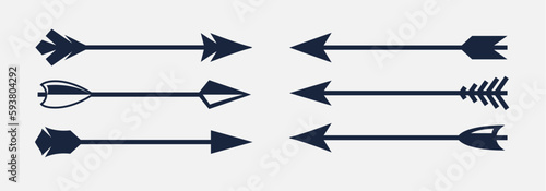 Vector arrow archer warrior weapon target indian feather hunt longbow symbol archery arrow medieval icon.
