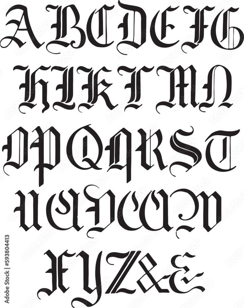 15th and 16th Centuries. German alphabets - ABC letters 15th and 16th Centuries. German alphabets - ABC letters