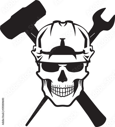 Iron Worker Skull with Hard Hat Vector File,Ironworker Vector,PLier Vector,Commercial-Personal Use,Cricut,Silhouette Cameo,Vinyl Decal