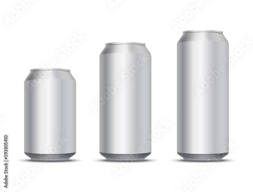 Beer soda vector metal bottle blank isolated aluminium can. Steel beer soda beverage mockup template.