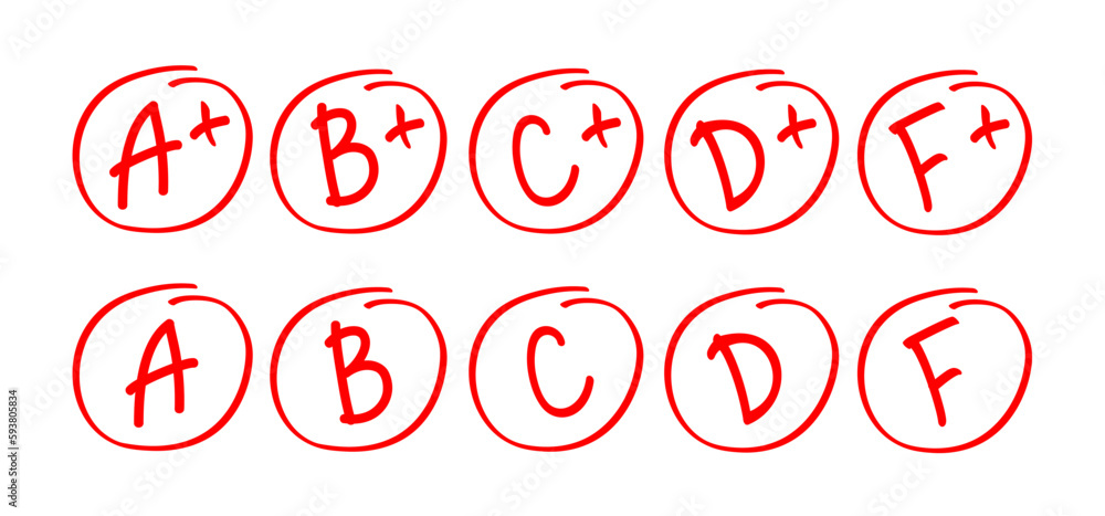 Grade circle marker school score icon. Exam grade plus mark vector ...