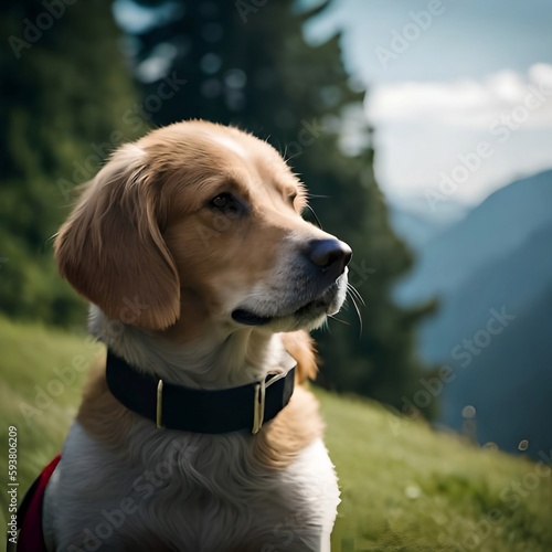 Rostro de un perro pensando photo