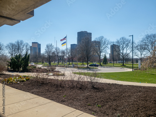 Downtown Southfield taken from city hall on a clear spring day