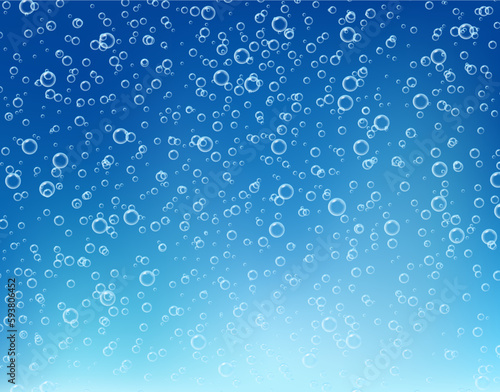 Water fizzing bubble sparkle vector background. Fizzy air soda champagne effervescent effect transparent