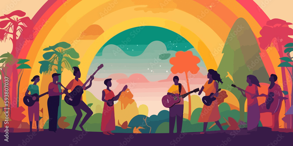 Naklejka premium Hand drawn World Music Day in artistic style