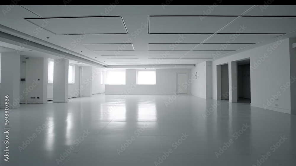 Fototapeta premium White clean empty architecture interior space room studio background wall display products minimalism. 3d rendering.