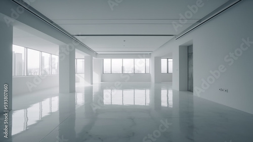 White clean empty architecture interior space room studio background wall display products minimalism. 3d rendering.