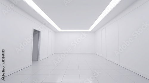 White clean empty architecture interior space room studio background wall display products minimalism. 3d rendering. © DRN Studio