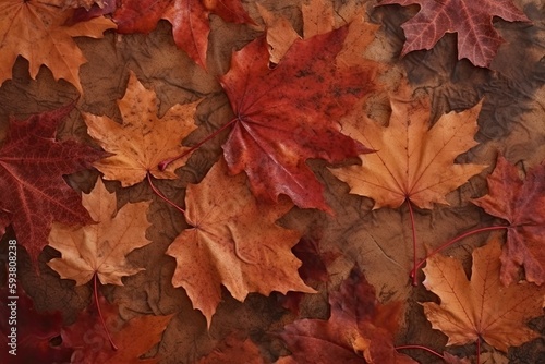 fallen leaves scattered on the ground. Generative AI