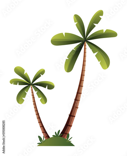 Tropical palm trees illustration in cartoon style