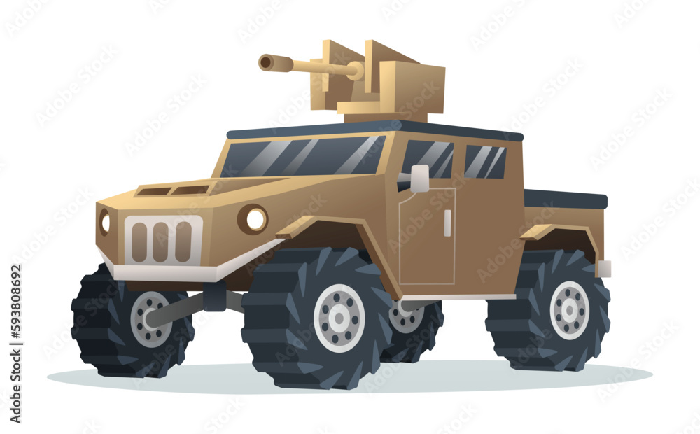 Military vehicle cartoon illustration isolated on white background
