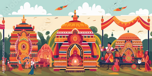 Rath Yatra festival captured in hand drawn design
