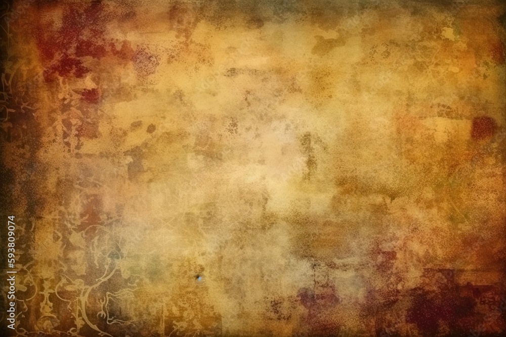 vintage grunge background with a distressed brown and yellow pattern. Generative AI