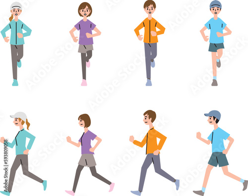                                                           Clip art of man and woman running exercise  