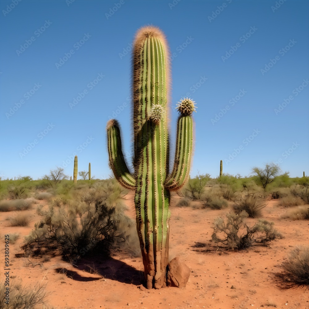 Tall Cactus in desert background