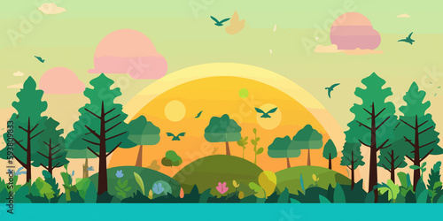 Hand drawn flat illustration of a World Environment Day  concept background