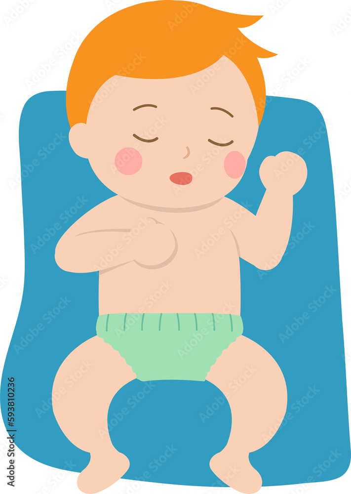Sleeping cute baby with blanket, warm and safe, vector character illustration in cartoon style Sleeping cute baby with blanket, warm and safe, vector character illustration in cartoon style