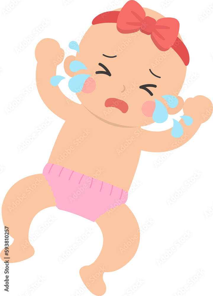 Crying baby expressing dissatisfaction, vector character illustration Crying baby expressing dissatisfaction, vector character illustration