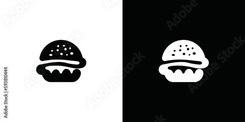 typography flat logo with burger, logo combination for burger